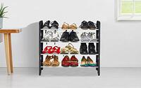 FLIPZON 12 Pairs, Metal & Plastic Shoe Stand Multi-Purpose Shoe Rack (4 Shelves)(Rustproof)(Small), Cm