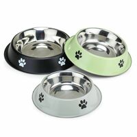 PremiumAV Stainless Steel Pet Bowl 900 ML 3 No. Size – Anti-Skid Dog & Cat Bowl with Non-Slip Rubber Base, Durable Metal Feeding Dish for Puppies & Adult Pets, Easy Clean Food & Water Bowl (Pack of 1)