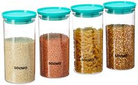 Amazon Brand - Solimo Airtight Plastic Storage Containers, Set of 4 (1,400 ml each) (Blue)