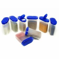 Modular Wonder Spice Shaker and Sprinkler Set | Airtight | Stackable | Leakproof | BPA Free Set of 8 | 150ml (Blue)