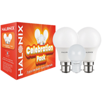 Halonix Celebration Pack LED Bulbs - Astron, Cool White 6500K, B22, 3 pcs (2 pcs 9 W + 1 pc 0.5 W)