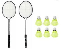 Double Shaft Racquet with 6 pc Nylon Shuttle Badminton Kit