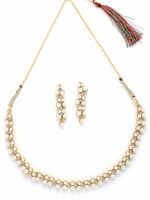 Sukkhi Beautiful Stylish Gold Plated Pearls Studded Choker Necklace with Dangle Earring Jewellery For Women & Girls|NS107395