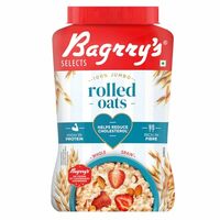 Bagrry’s 100% Jumbo Rolled Oats – High Fibre, Whole Grain, No Added Sugar, Non-GMO, 1kg Jar