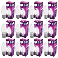 Philips 4W Frosted Candle LED Bulb – E27 Base, 400 Lumens, Cool White (Pack of 12)
