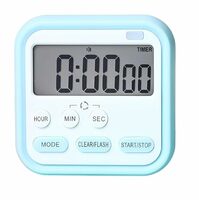 Digital Alarm Clock Large LCD Display Table Desk Study Timer Loud Countdown Stopwatch for Students Cooking Office Bedroom Automatic Light Sensor Magnetic Stand Time Date Blue Pack of 1