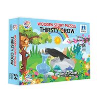 RATNA'S Wooden Jigsaw Story Puzzle Thirsty Crow for Kids 54 Pieces (6 Puzzles, 9 Pieces Each) 14 x 14 cm