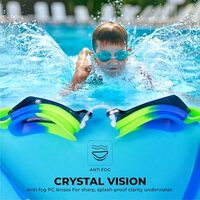 NIVIA Splash Jr. 2.0 Swimming Goggles for Adults, Polycarbonate Smoke Glass, Anti Fog, Silicon Strap, UV Protection, Comfort Fit - Blue/Green