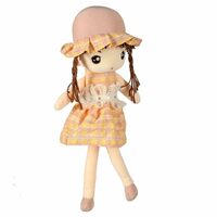 NATKHAT Cute Doll Lace Frock-Orange 35cm | Plush Toy for Kids | Cute and Cuddly Stuffed Doll for Toddlers and Children