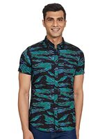 KETCH Slim Fit Printed Green/Black Shirt