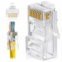 FEDUS 200 Pcs RJ45 Cat6 Pass Through Connector RJ45 Ends, Cat5, Cat5e, Cat6 8P8C RJ45 Connector, Ethernet Cable Crimp Connectors UTP Network Plug Solid Wire and Standard Cable, LAN Crimp Module Plugs