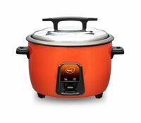 Pigeon by Stovekraft Joy Rice Cooker with Single pot, 4.2 litres. (Orange) | Stainless Steel Lid | 1600 Watts | 1 Aluminium Cooking Pots | Measuring Cup| Spatula | Energy Efficient Cooking