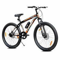Leader Beast 26T Mountain Cycle for Men with Front Suspension and Dual Disc Brake with Complete Cycle Accessories | Without Gear Cycle - Ideal for 10+ Years (Frame: 18 Inches) (26T, Matt Black)