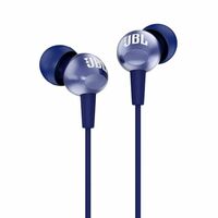JBL C200SI, Premium in Ear Wired Earphones with Mic, Signature Sound, One Button Multi-Function Remote, Premium Metallic Finish, Angled Earbuds for Comfort fit (Blue)