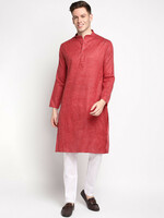 DEVOILER Men Red Solid Cotton Kurta - Kurtas for Men 19014712 | Myntra