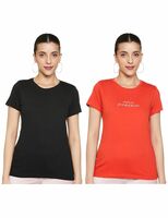 Amazon Brand - Symbol Women's Cotton Stretch Half Sleeve Round Neck Regular Fit T-Shirt (Pack of 2)