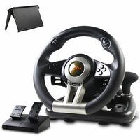 PXN Game Racing Wheel, PXN-V3II 180° Competition Racing Steering Wheel With Universal USB Port And With Pedal, Suitable For PC, PS3, PS4, Xbox One, Nintendo Switch - Black