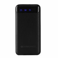 ZEBRONICS MB10000S4 Power Bank, 10000 mAh, 12W, Dual USB Output, Type C & Micro USB Input, Built in Protections, Percentage LED Display, Included USB to Type C Cable, Made in India(Black)