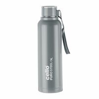 Cello Puro Steel-X Benz 900 PU Insulated Water Bottle 900 ml, Grey | BPA Free, Leakproof, ISI Certified |Hot & Cold Bottle for Gym, Office, College, Travel, Camping, Indoor & Outdoor Sports & Yoga
