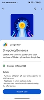 Gpay 30%off on flipkart gift cards(User specific)