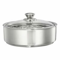 Amazon Brand – Solimo Stainless Steel Insulated Casserole with Glass Lid (1L) | Heat Retention | Keeps Rotis Warm | Dishwasher Safe