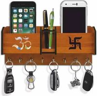 Joies Decorative OM SWASTIKA Key Holder / Mobile Stand (Brown ,8 Hook) Wood Key Holder on Flipkart