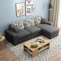 FURNY Berlando 4 Seater Fabric RHS L Shape Sofa Set (Dark Grey)