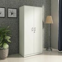 HomeTown Prime Engineered Wood Two Door Wardrobe in White Colour