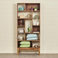 Home Centre Helios Vico Brown Solid Sheesham Wood Open Book Shelf with 13 Shelves