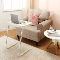 Amazon Basics Height Adjustable Laptop Table | Adjustable Table Angle | Alloy Steel | Foldable | White | 73 cm - H, 53 cm - L, 40 cm - W