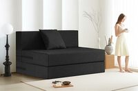 Rosebell 1-Person Sofa-Cum-Bed (Jute, Washable, 3×6 ft, Black)
