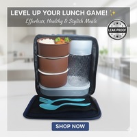 TawaTales Steel Lunch Box Set with Bottle | Leak-Proof, Airtight, Food Grade 3 Containers Lunch Box  (500 ml)