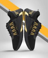 FK-393 Black-Gold Trending Sports Sneakers Sneakers For Men (Black, Gold)