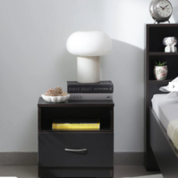 Kuruma Bedside Table in Wenge Finish with Drawer