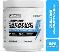 Wellcore Micronised Creatine Monohydrate | Lab Tested | Enhanced Absorption | 100% Pure Creatine  (250 g, Unflavored)