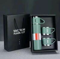 Pack of 1 Latest Steel Vacuum Flask Set with 2 Stainless Steel Cups Combo gift set 500 ml Flask Steel