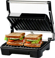 iBELL SM1515 Sandwich Maker with Floating Hinges, 1000 Watt, Panini / / Grill  (Black Silver)
