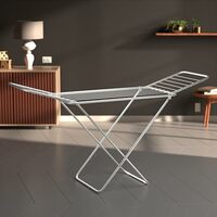 Amazon Basics Premium Mild Steel Cloth Drying Stand - 3 Way Folding, Lightweight, 42 Feet Drying Length, 20 Drying Rails (Silver), Pack of 1