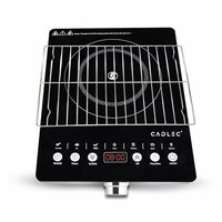 Cadlec HeatMate 2200W Infrared Cooktop Stove with Grill Rack for Barbecue, Crystal Glass Plate, Digital Display, Touch Control, Infrared Hot Plate (Black)