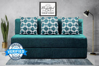 Little Smile 5X6 size for 3 Person- Moshi Fabric Washable Cover 3 Seater Double Foam Fold Out Sofa Cum Bed  (Finish Color - Sea Green Delivery Condition - Pre-assembled)