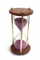 Wooden and Brass 5 Minutes Sand Timer Hour Glass Clock Home Decor Ideal for Exercise, Tea Making, Study Table Decor, Antique Nautical Decor Theme (Height 6 Inches)