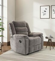 Nilkamal Sierra Velvet Fabric Manual Recliner | 1 Seater Sofa | Single Sofa Recliner | 1 Seater Chair Sofa |Finish Color - Brown