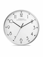 French Connection Elegant Decorative White Analog Wall Clock with Silver Rim - Size 12 inches - FCWC06-A 