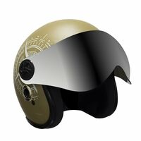 Turtle Helmet Star with Visor Open Face Design with Scratch Resistive Silvr Visor & Hard Shell ABS Plastic Helmet-Parent