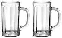 Amazon Brand - Solimo Ariel Glass Beer Mug Set, 470ml, Set of 2, Transparent