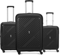 ALFA by VIP Hard Body Set of 3 Luggage 4 Wheels - Rhino 3 (Small 55cm| Medium 65cm | Large 75cm) - Trolley Bag - Black
