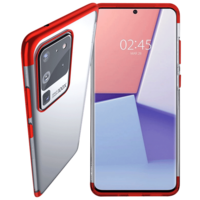 in base Luxury Polyurethane Back Cover for SAMSUNG Galaxy S20 Ultra (Lightweight, Clear with Red)