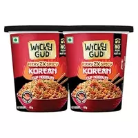 WickedGud Korean Cup Noodles Fiery 2X Spicy Pack of 2 | Whole Wheat | No maida | No Palm Oil | 69g