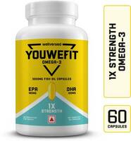 YouWeFit Omega-3 Fish Oil | 1000mg Daily Strength Fish Oil Capsules | No Fishy Burps  (60 Capsules)