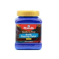 Flash Acrylic Ready to Pour Pouring Paint/Fluid Acrylic 500ml / 16 fl oz Pre-Mixed Water-Based - for Canvas, Wood, Paper, Crafts, Tile, Rocks and More… (Metallic Ultramarine Blue)